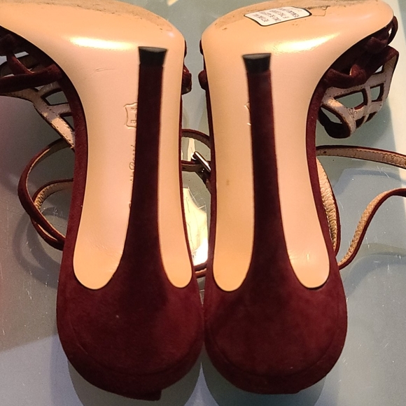 GIANVITO ROSSI Burgundy Strappy Stiletto Euro 39 - Picture 5 of 11